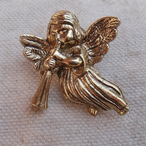 Vintage Angel With Horn Tack Style Pin - Picture 8 of 8